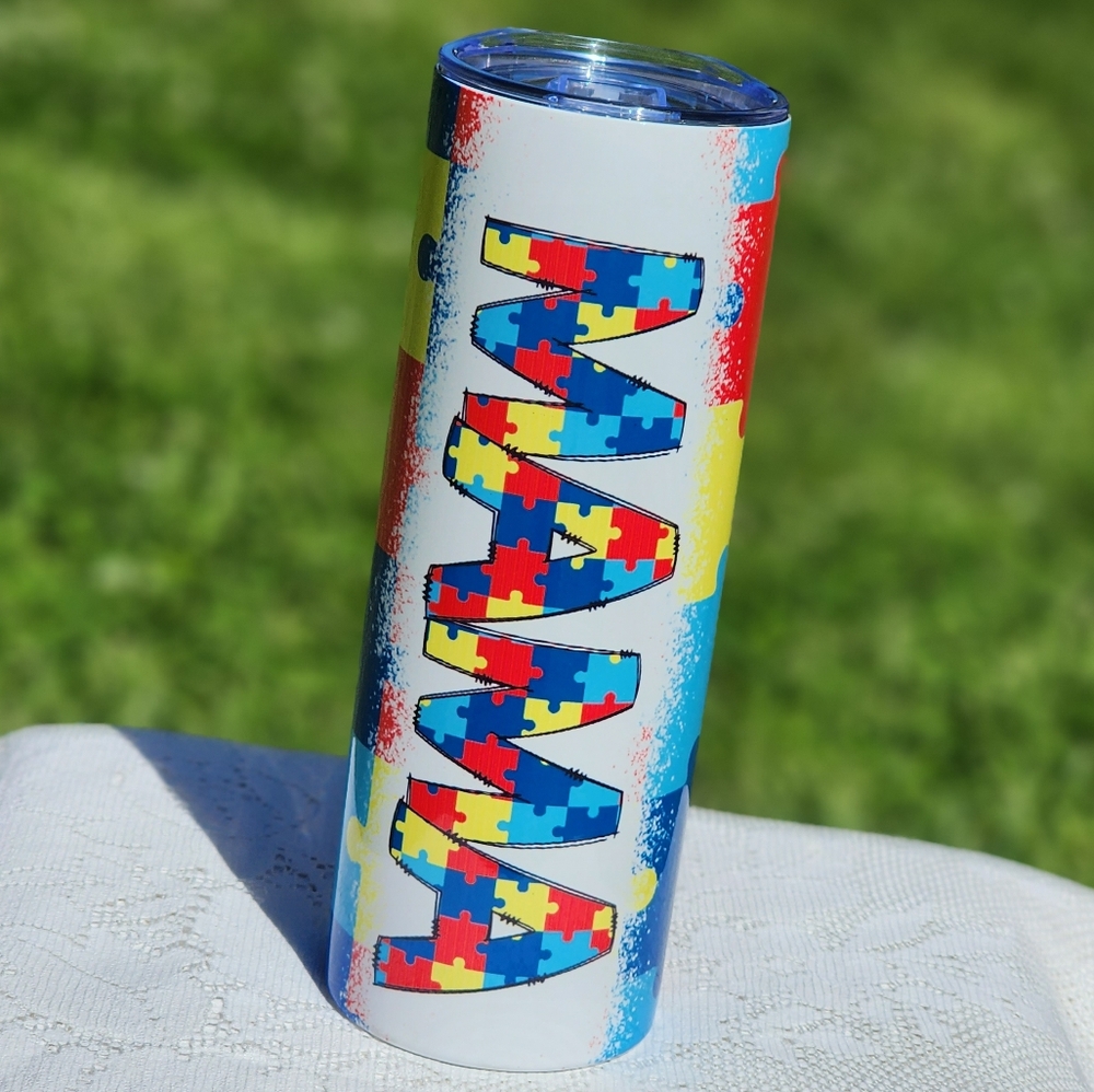 Autism Awareness Puzzle Piece Mama Tumbler 30oz